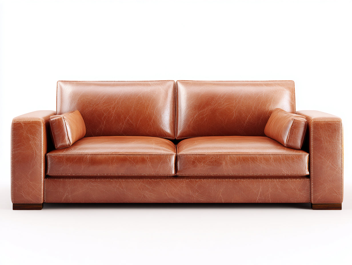 Canapé droit-cuir synthétique-204x91x84 cm-Marron-style contemporain