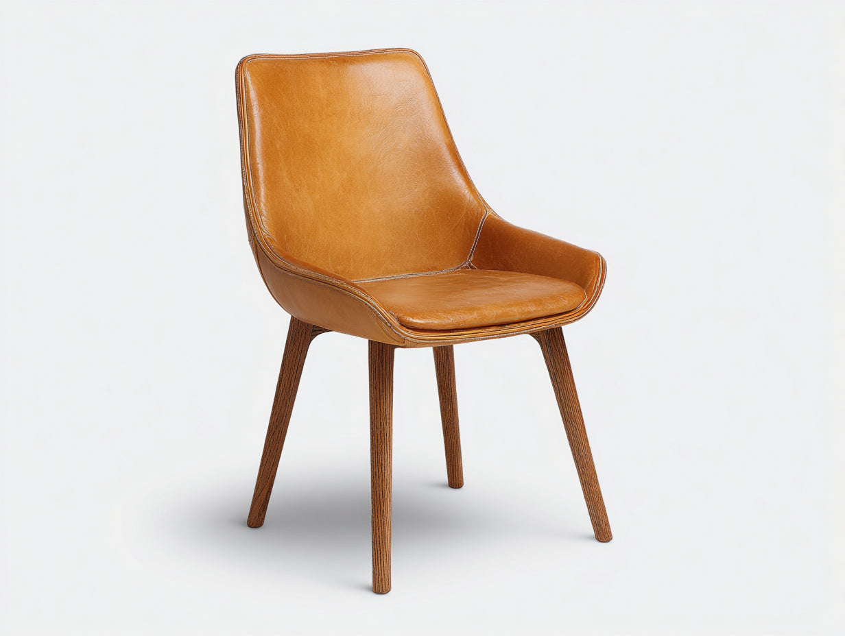 Chaise de salle à manger-similicuir-bois-58x62x86 cm-camel-style moderne