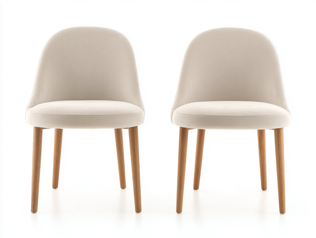Chaise de salle à manger-tissu-bois-52x57x82 cm-beige-bois naturel-style scandinave