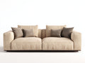 Canapé droit - tissu bouclé - 232x96x74 cm - beige - design moderne