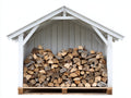 Abri à bûches - Bois - 210x88x172 cm - Blanc-Bois - Style rustique