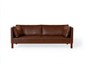 Canapé droit - cuir-bois - 226x88x75 cm - marron - design moderne