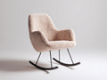 Fauteuil à bascule - Tissu peluche-Métal - 79x86x93 cm - Beige-Noir - Moderne