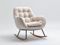 Fauteuil à bascule - Tissu bouclé-Métal-Bois - 84x90x96 cm - Beige-Noir-Marron - Moderne