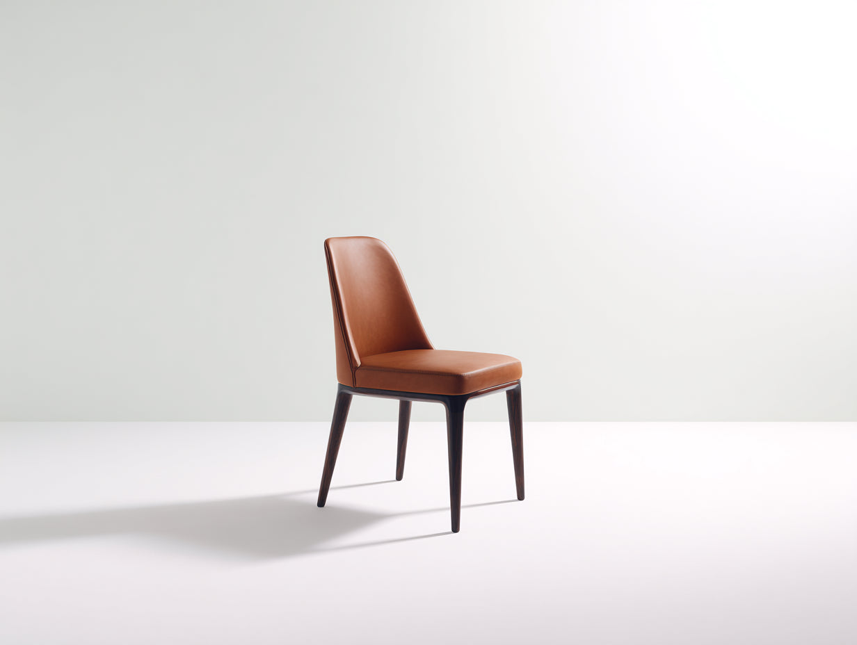 Chaise de salle à manger-similicuir-bois-47x55x88 cm-cognac-marron foncé-style moderne