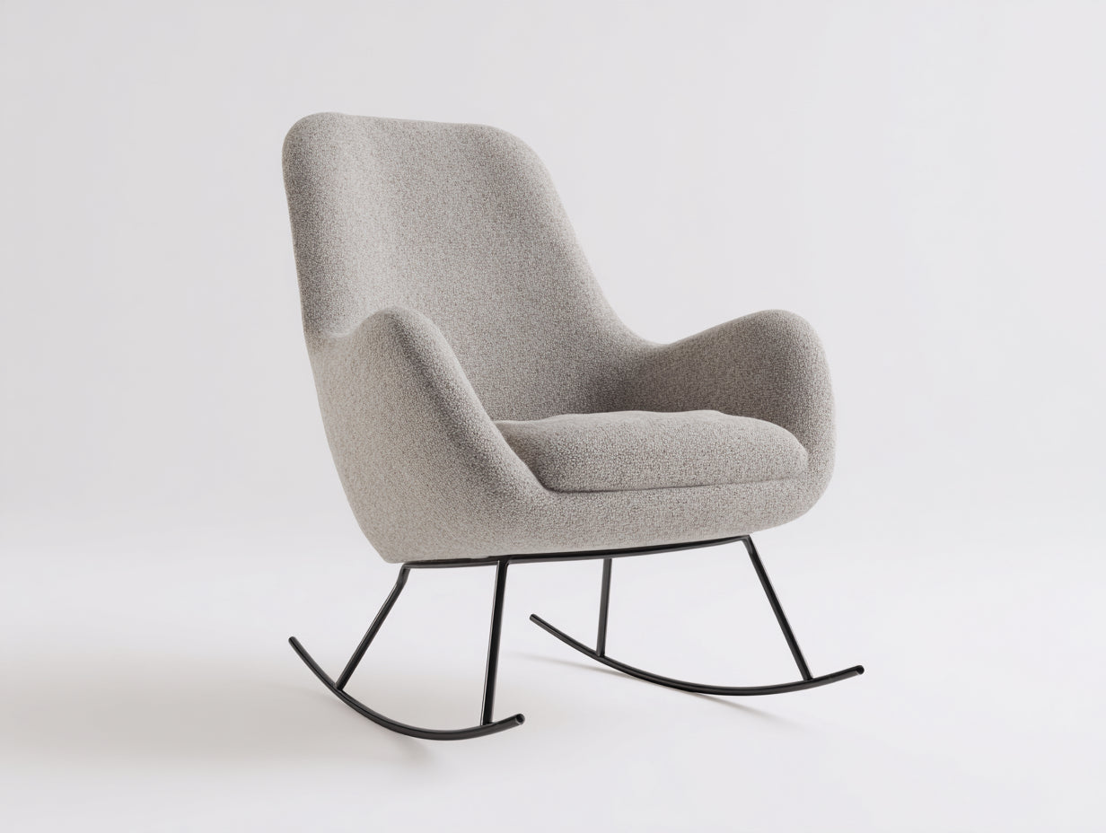 Fauteuil à bascule - Tissu-Métal - 82x86x93 cm - Gris-Noir - Moderne
