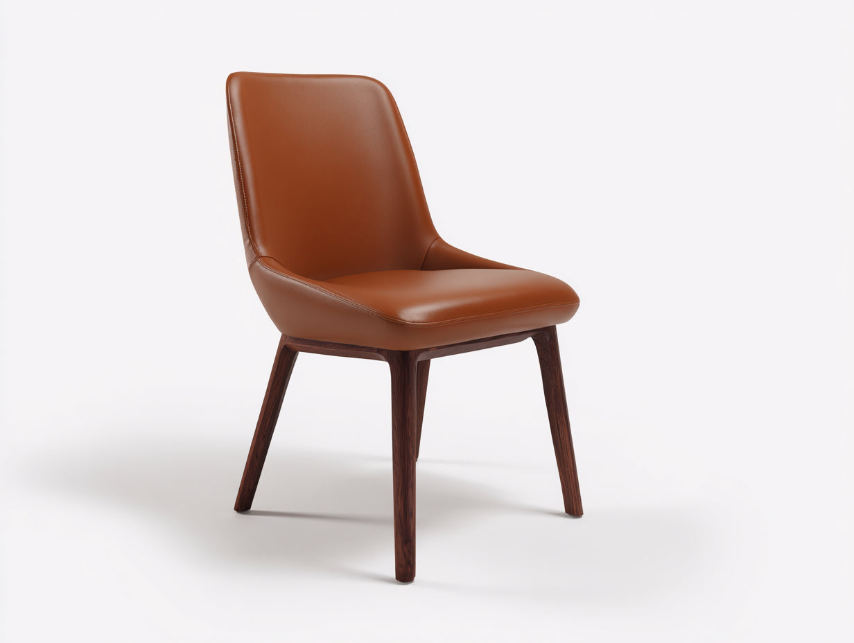 Chaise de salle à manger-similicuir-bois-51x57x87 cm-cognac-marron foncé-style moderne