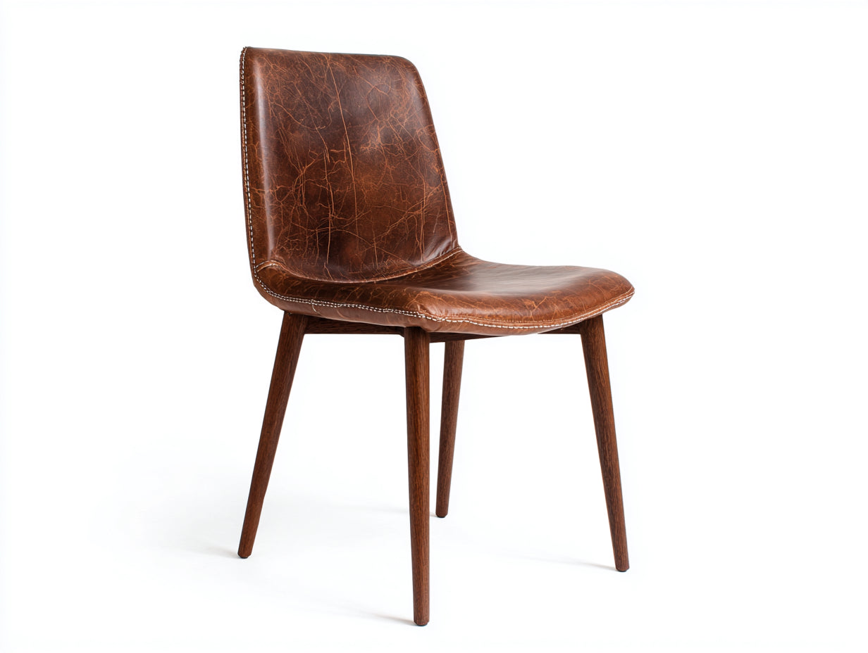 Chaise de salle à manger-similicuir-bois-48x56x87 cm-marron-style vintage