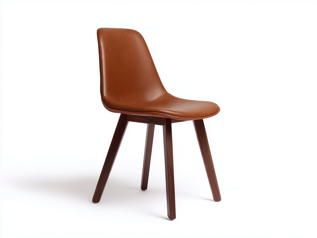 Chaise de salle à manger-similicuir-bois-49x55x86 cm-cognac-marron foncé-style moderne