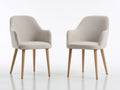 Chaise de salle à manger-tissu-bois-59x56x81 cm-beige-bois naturel-style scandinave
