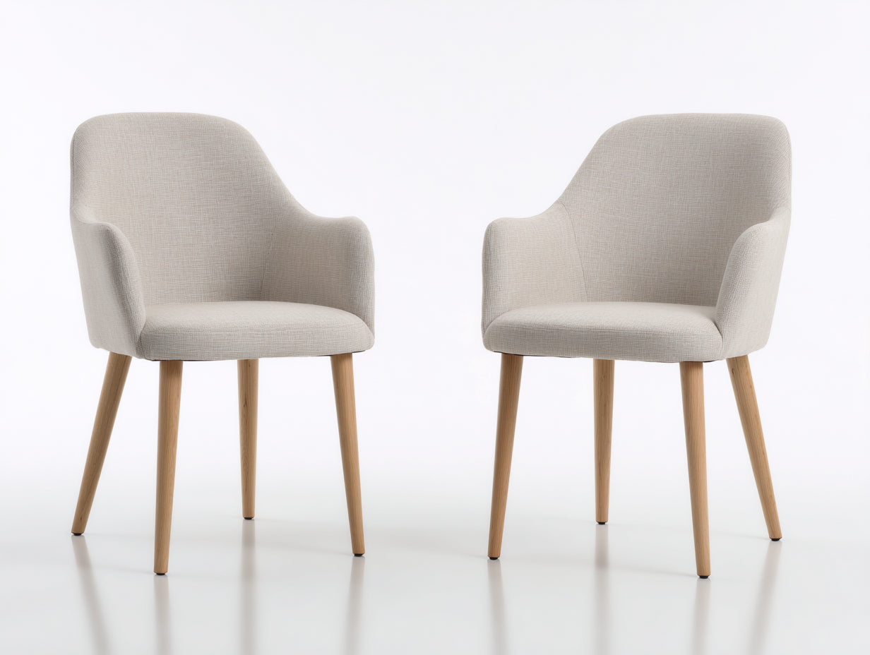 Chaise de salle à manger-tissu-bois-59x56x81 cm-beige-bois naturel-style scandinave