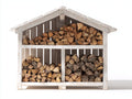 Abri à bûches - Bois - 118x44x122 cm - Blanc - Style rustique