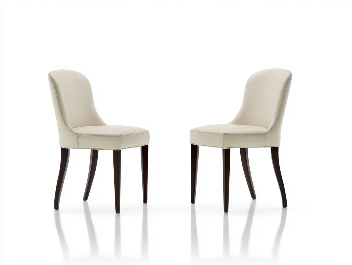Chaise de salle à manger-similicuir-bois-49x56x90 cm-ivoire-marron foncé-style classique