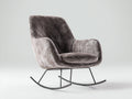 Fauteuil à bascule - Tissu velours-Métal - 84x87x94 cm - Gris-Noir - Moderne