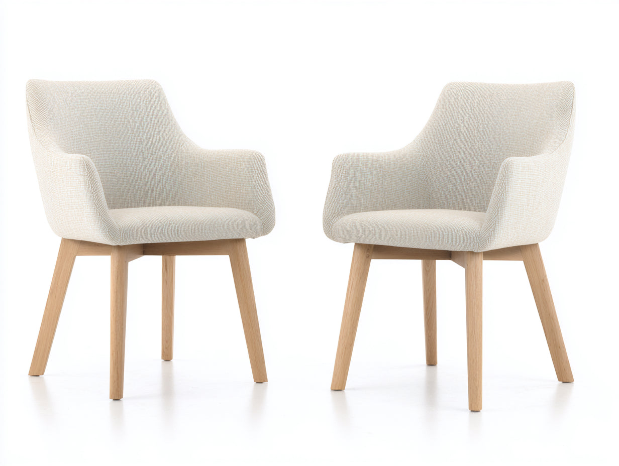 Chaise de salle à manger-tissu-bois-61x59x82 cm-beige-bois naturel-style scandinave