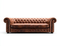 Canapé droit - cuir - 240x92x76 cm - marron - design chesterfield