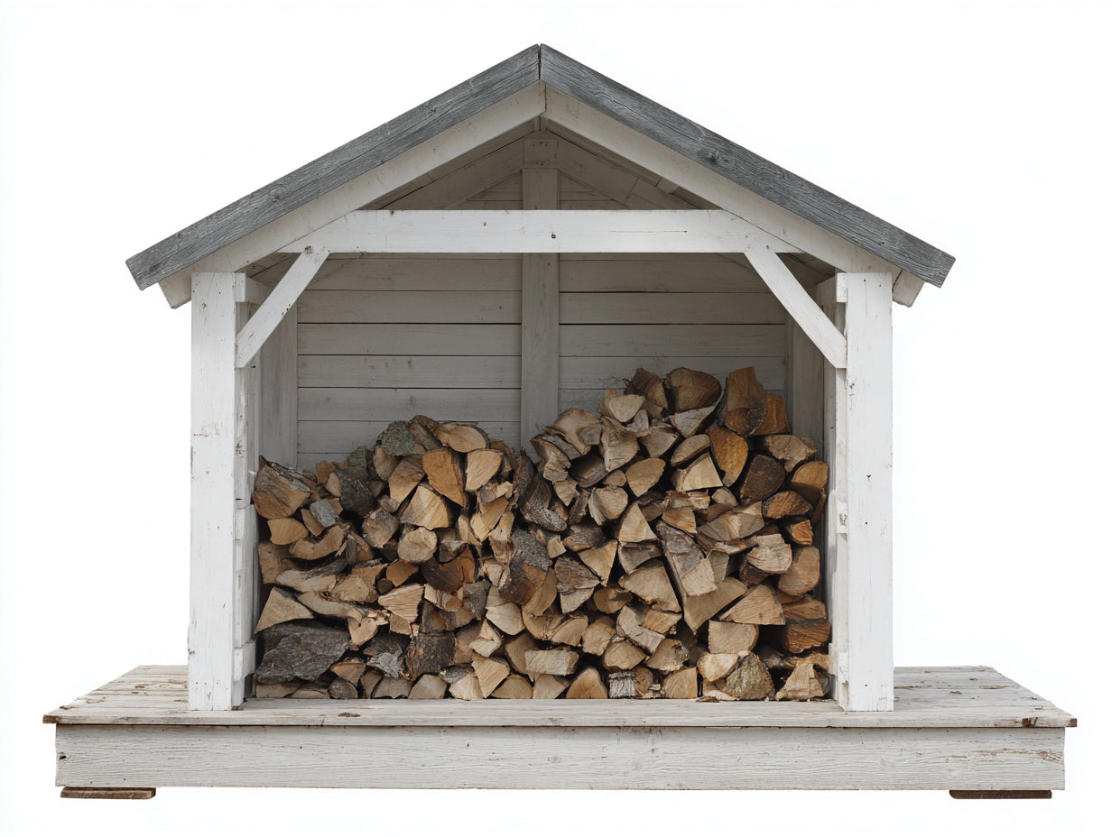 Abri à bûches - Bois-Bitume - 165x82x150 cm - Blanc-Gris - Style rustique