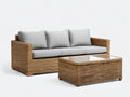 Canapé de jardin - Rotin - Tissu - Verre - 200x75x78 cm - Naturel-Gris clair - Moderne