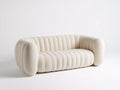 Canapé droit - tissu bouclé - 218x92x72 cm - crème - design moderne