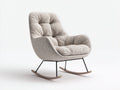 Fauteuil à bascule - Tissu bouclé-Métal-Bois - 83x89x97 cm - Beige-Noir-Marron - Moderne