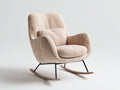 Fauteuil à bascule - Tissu peluche-Métal-Bois - 82x88x96 cm - Beige-Noir-Marron - Moderne