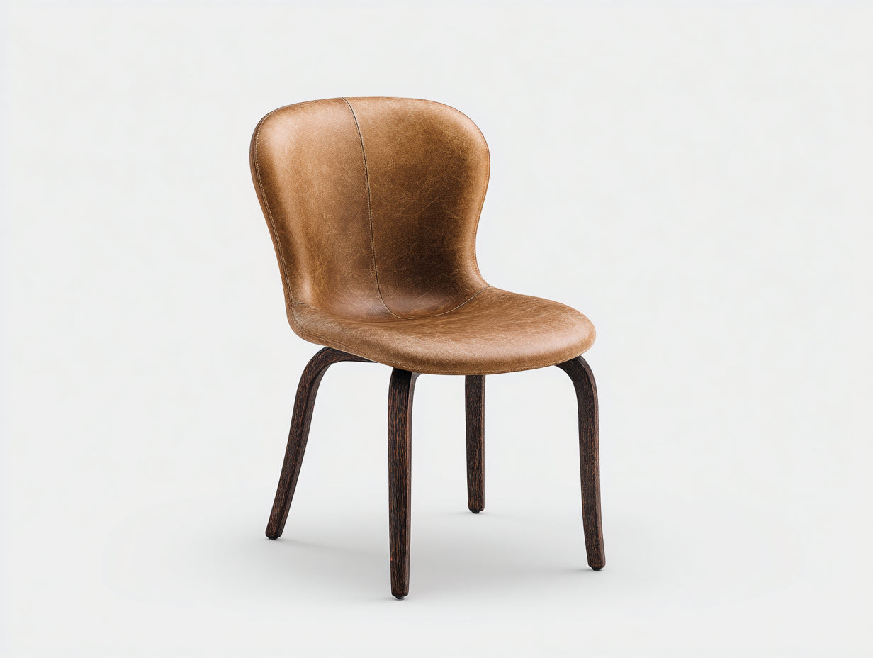 Chaise de salle à manger-similicuir-bois-48x55x84 cm-cognac-marron foncé-style vintage