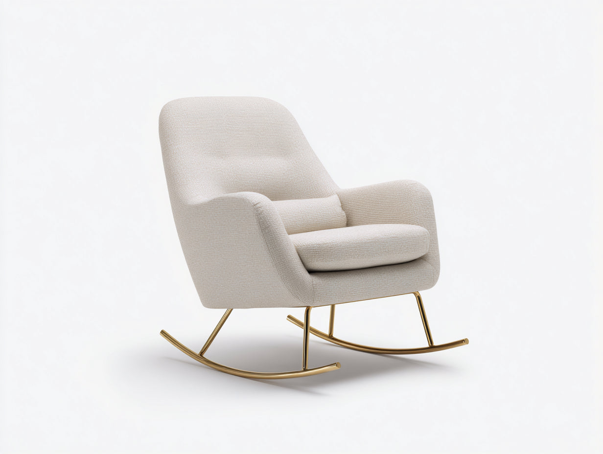 Fauteuil à bascule - Tissu-Métal - 80x87x94 cm - Beige - Moderne