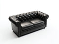 Canapé droit - cuir - 210x89x76 cm - noir - design chesterfield