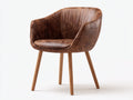 Chaise de salle à manger-similicuir-bois-64x61x80 cm-marron-bois naturel-style vintage
