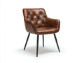 Chaise de salle à manger-similicuir-métal-62x60x84 cm-marron-noir-style vintage