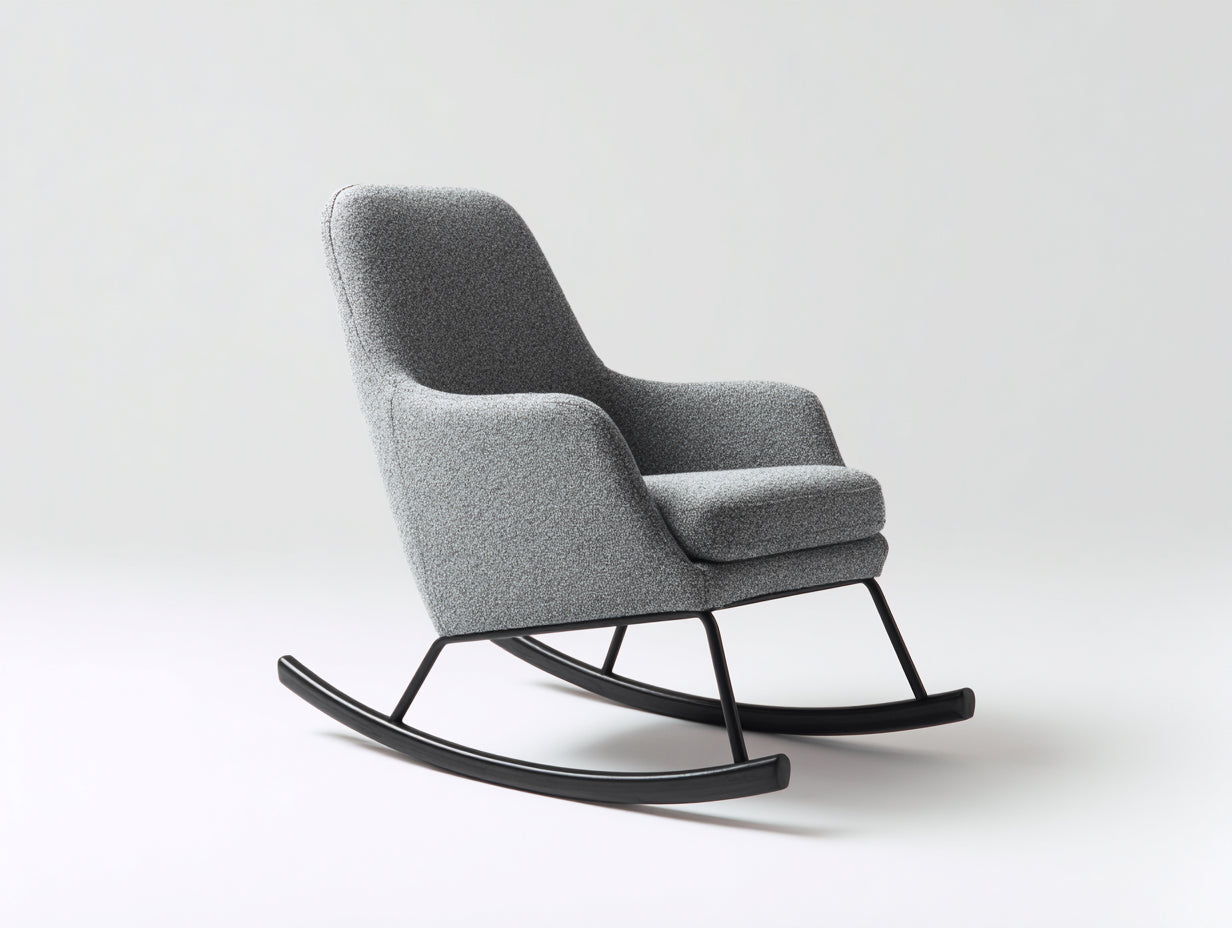 Fauteuil à bascule - Tissu-Métal - 84x88x95 cm - Gris-Noir - Moderne